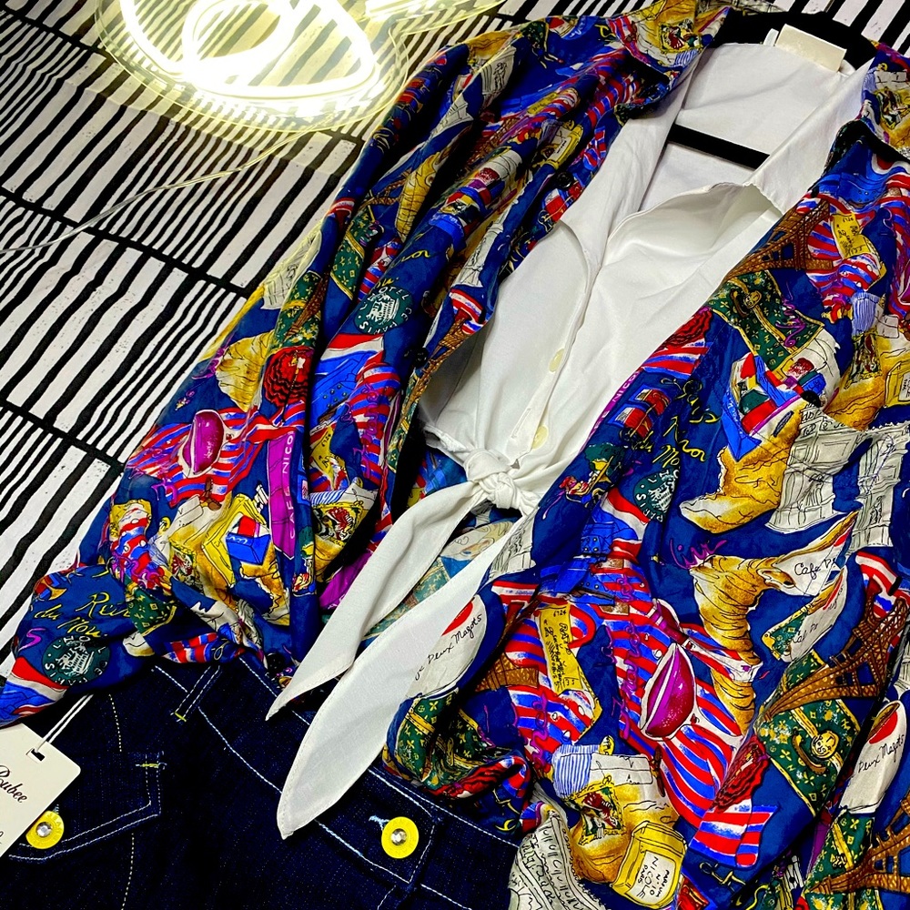 Vintage Abstract print oversized blouse